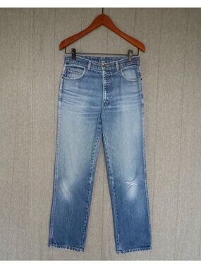 Vintage 80s Calvin Klein Denim Distressed Right Knee Straight Leg Jeans Size 4